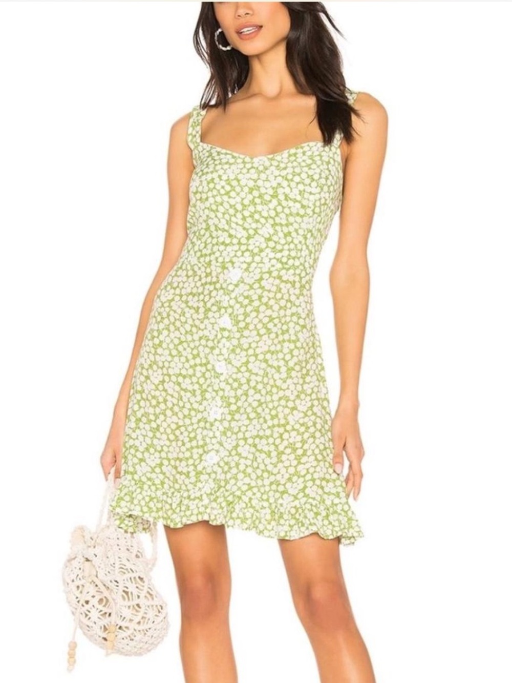 Faithfull the Brand Lou Lou Mini Dress Floral Green & White 2
